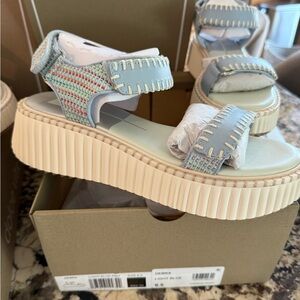 Stylish Dolce Vita Platform Sandals - Blue and Cream